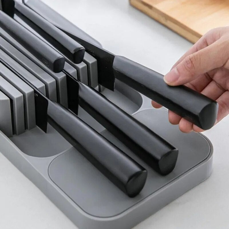 Cutlery Storage Tray Knife Block Holder Tableware Organizer Spoon Fork Separation Box Kitchen Drawer Plastic Container Cabinet