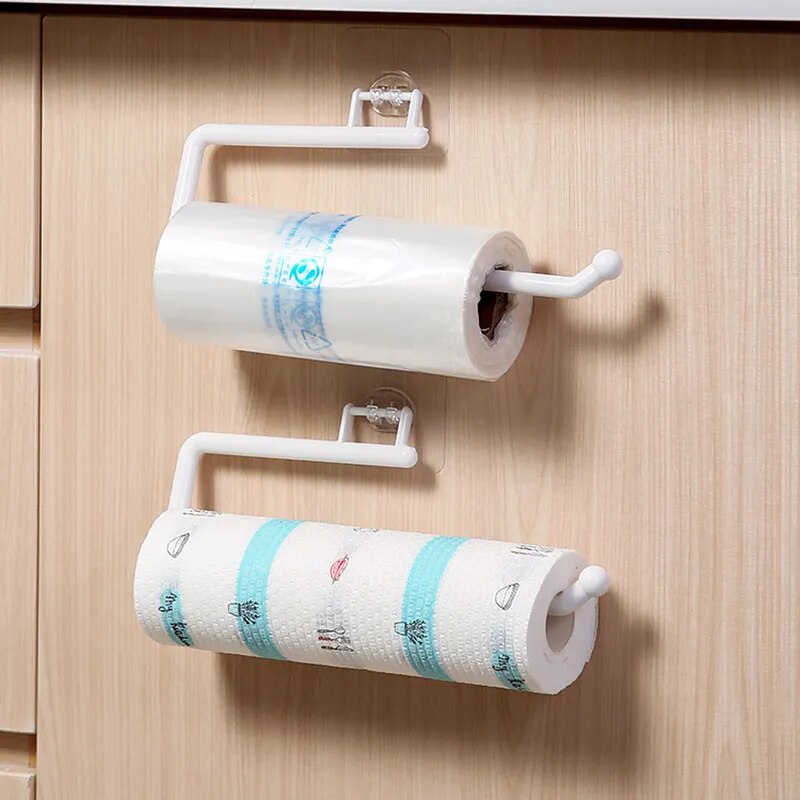 Kitchen Tissue Holder Hanging Toilet Roll Paper Holder Towel Rack Kitchen Bathroom Cabinet Door Hook Holder Organizer