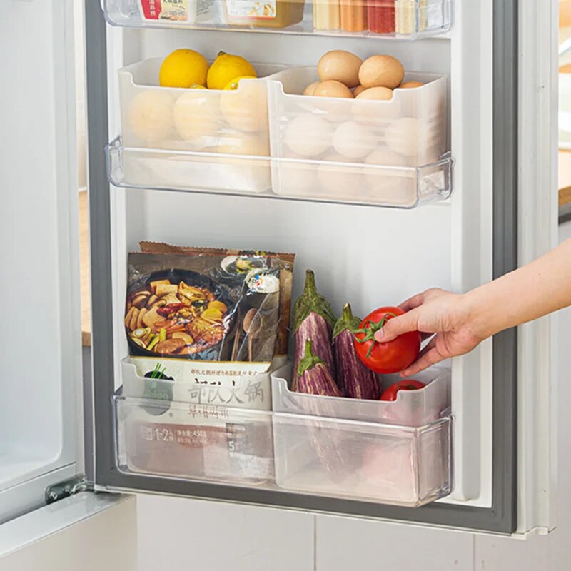 Refrigerator Organizer Bin Stackable Food Fridge Storage Box With Handle Clear Plastic Food Freezer Pantry kitchen Organizer