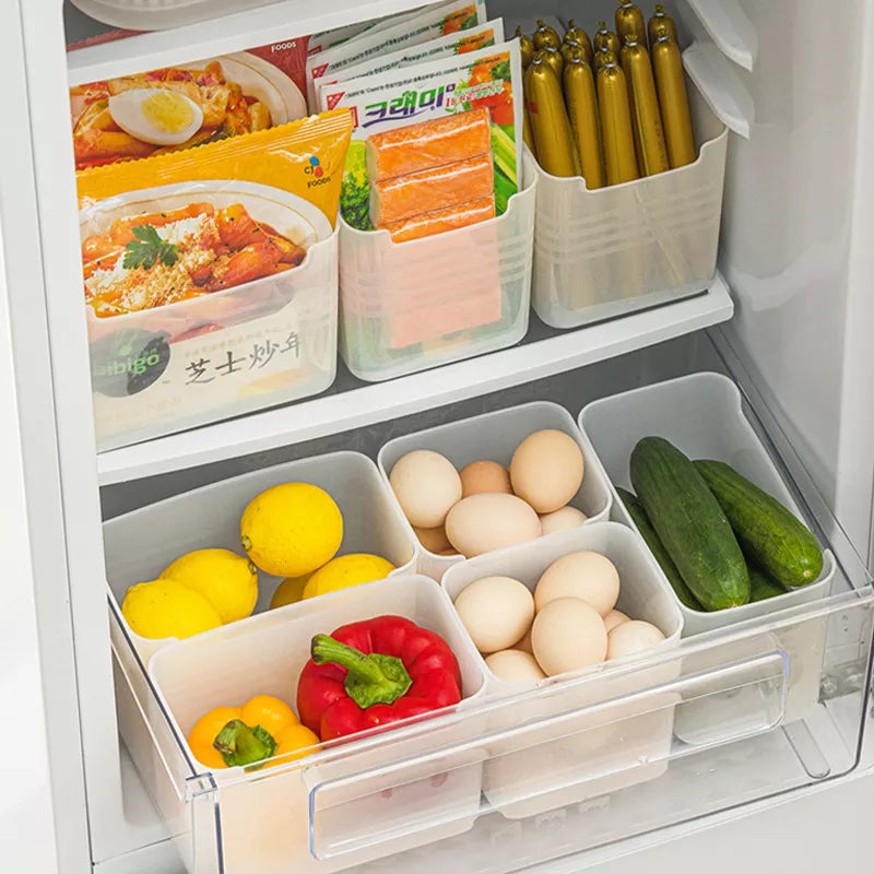 Refrigerator Organizer Bin Stackable Food Fridge Storage Box With Handle Clear Plastic Food Freezer Pantry kitchen Organizer