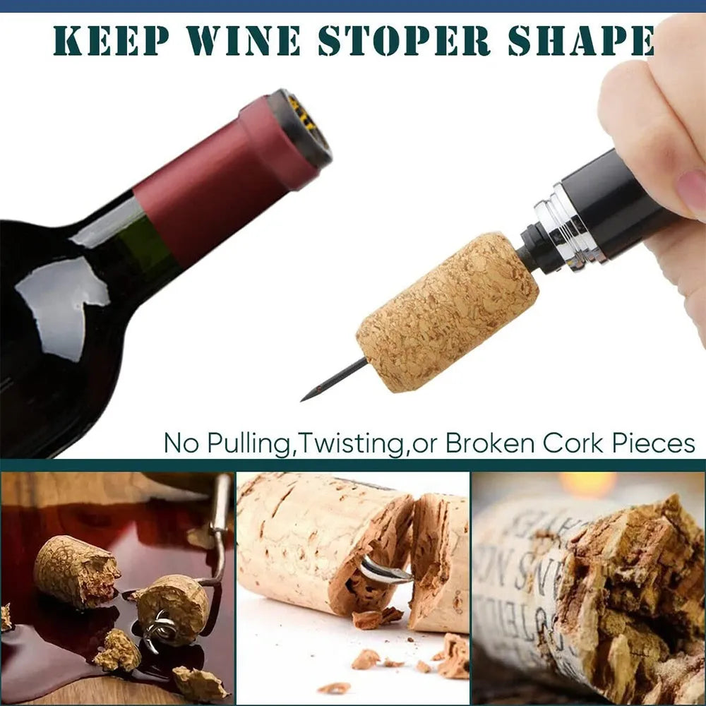 Safety Air Pump Wine Bottle Opener with Foil Cutter Wine Corkscrew Stainless Steel Pin Wine Air Pressure Corkscrew Cork Remover