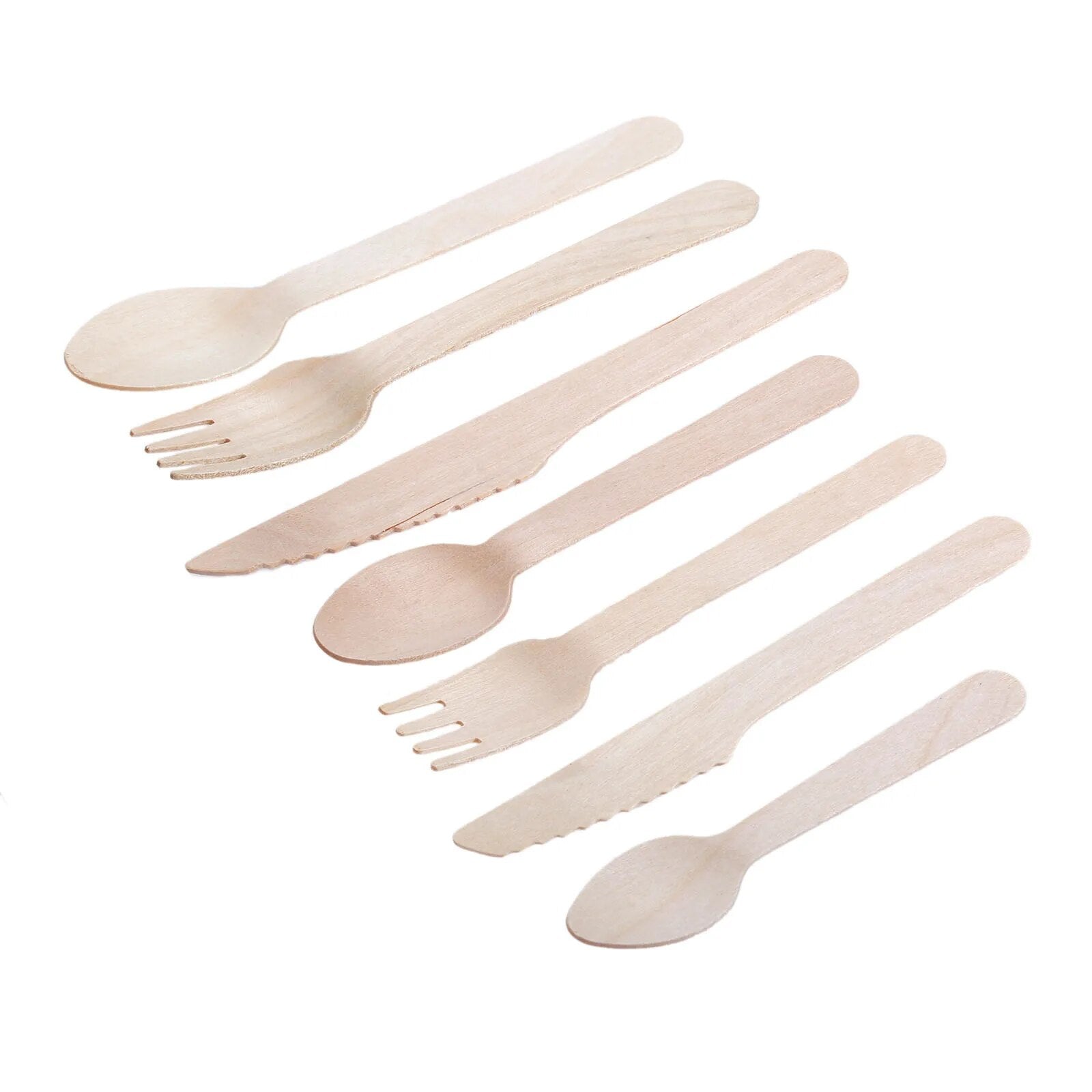 50pcs/150pcs Disposable Wooden Cutlery Forks/Spoons/Cutters Knives Party Supplies Kitchen Utensil Dessert Tableware Packing 16cm