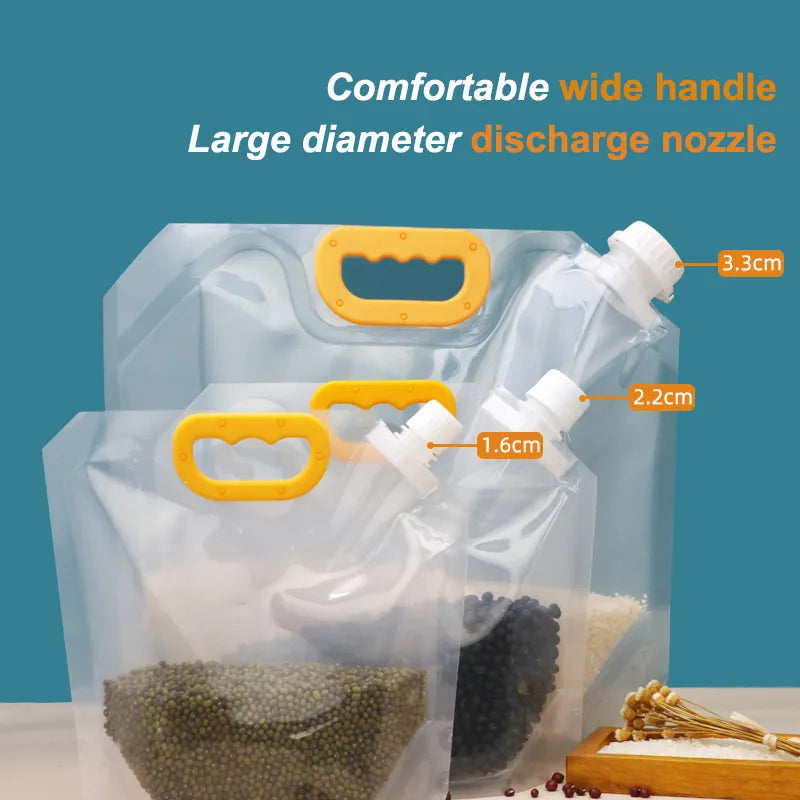 Grains Storage Packaging Bag Cereals Moisture Insect Proof Sealed Bag Thickened Portable Food Rice Bean Container Nozzle Bag