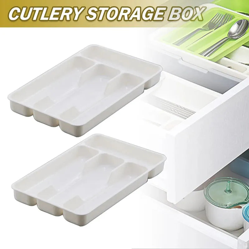 Tableware Organizer Cutlery Storage Tray Knife Block Holder Spoon Fork Separation Box Kitchen Drawer Plastic Container Cabinet