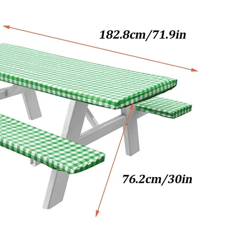 3pcs/set Courtyard Table Cover With Bench Cover Picnic Tablecloth With Elastic Band Flannel Slipcover Waterproof Oil Proof