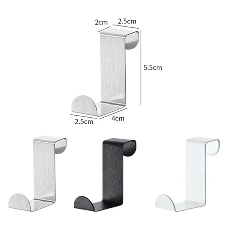 Z-Shaped Bathroom Cabinet Door Hook Stainless Steel Door Rear Hanger Keychain Coat Hook Home Kitchen Accessories Organizer Tool