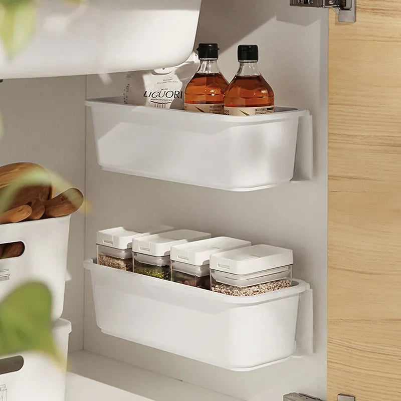 Kitchen Under Sink Storage Rack Spice Bottle Holder Organizer Shelf Bathroom Organizer Stand Wall-mounted Plastic Chopstick Box